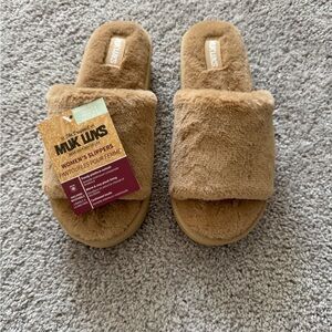 Muk Luks Brown Plush Slippers